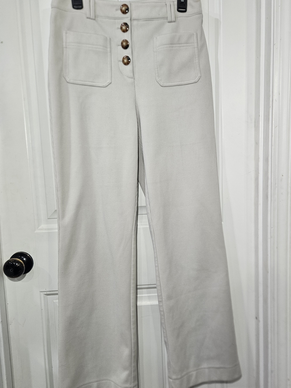 Joie's 70s-Inspired Cream Corduroy Pants With Brown Buttons Size 8